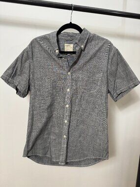 Life After Denim Grey White Dot Short Sleeve Button-Down Shirt
